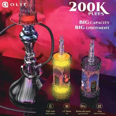 OLIT Hookalit Mega 200K: Stabilní výstupní systém pro elektronické vodní dýmky s ultra-velkou kap...